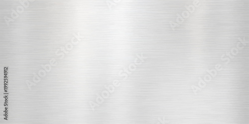 Industrial stainless steel sheet with a brushed metal texture and a shiny silver metallic surface pattern on a smooth titanium gray aluminum alloy plate background