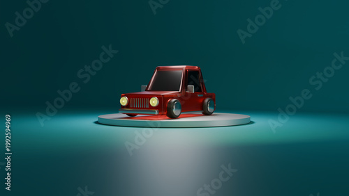 3d render front view red toy car object wallpaper