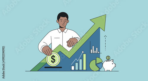 Businessman Holding Dollar Coin Growth.