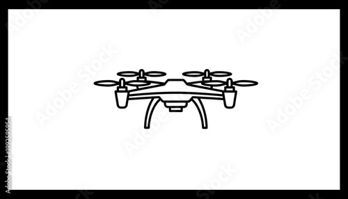Drone quadcopter line art icon, aerial vehicle, technology, photography, surveillance, remote controlled, flying machine