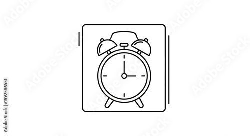 Alarm Clock Icon, Time Management, Schedule, Reminder, Vintage Style