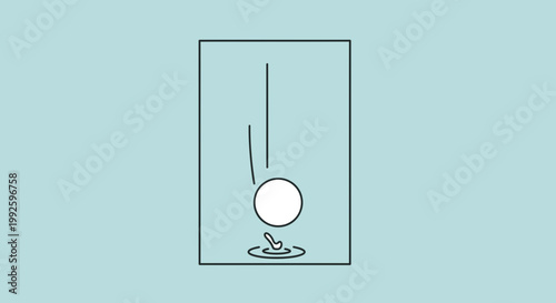 Ball Dropping into Water, Creating Ripples and Splash