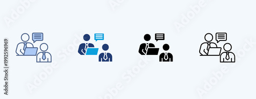 Interview Multiple Icon Illustration Vector