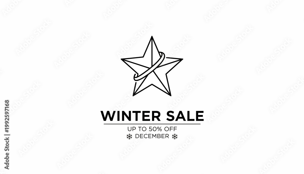 Fototapeta premium Winter Sale Star Icon with Discount Offer - December Promotion
