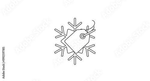 Winter Sale Tag on Snowflake Icon