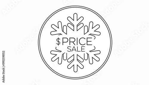 Winter Price Sale Snowflake Icon with Dollar Sign and Text