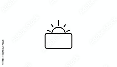 Sunrise Over Abstract Landscape Icon: New Day, Hope, Business Growth Concept