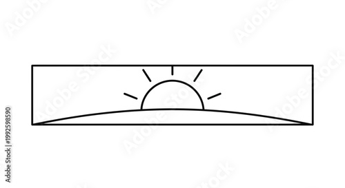 Sunrise Over Horizon, Minimalist Line Art, Dawn Sky, Sun Rising, Horizon Line, Simple Graphic