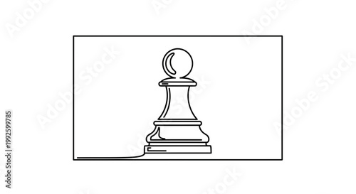 Single Pawn Chess Piece Line Art - Minimalist Strategy Concept