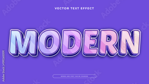 Modern 3d editable text effect with purple and pink gradient glass style and soft shadows