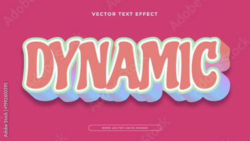 3D dynamic text effect with soft peach and blue gradient layers over a vibrant pink background