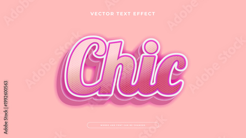 Elegant chic text effect using a stylish pink script font with halftone patterns and soft 3D layers on a pastel pink background