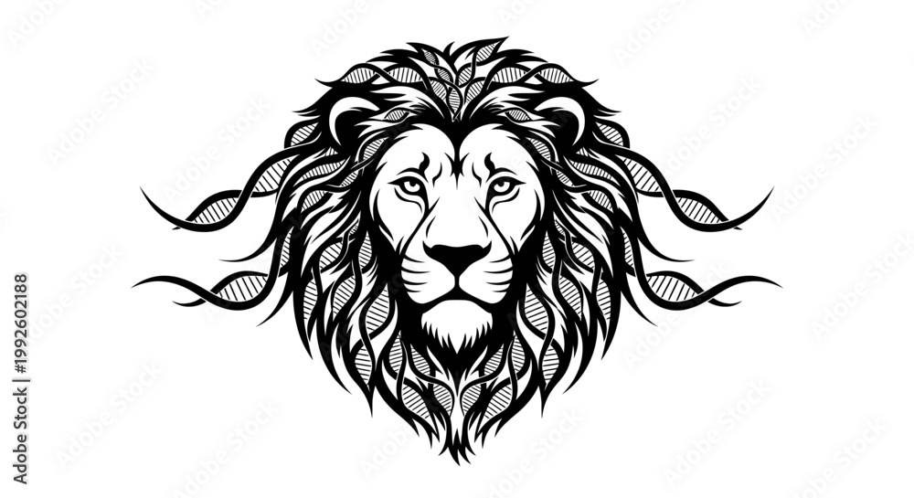 Obraz premium Black and white lion head illustration.