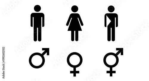 Group of gender symbols representing male, female, and gender identities.