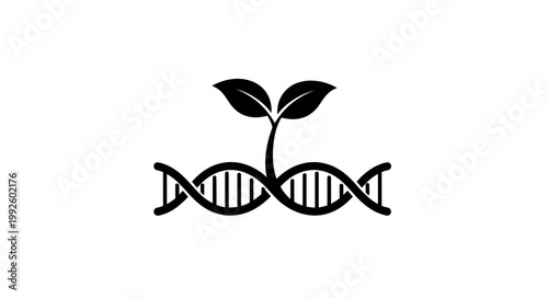 Genetic engineering concept with DNA and plant.
