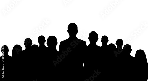 Silhouette of a diverse group of people.