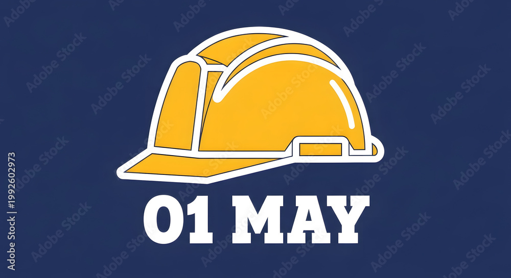 Fototapeta premium Yellow construction hard hat icon for International Workers Day