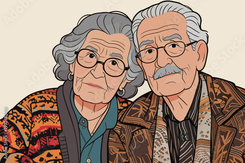 Elderly couple sits close together, sharing warmth and connection in a cozy setting indoors