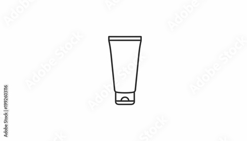 Minimalist line art icon of a cosmetic cream tube with flip-top cap on white background