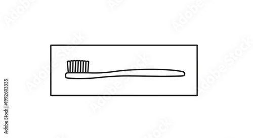 Minimalist Line Art Icon of a Toothbrush on White Background
