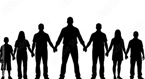 Diverse group of people holding hands.