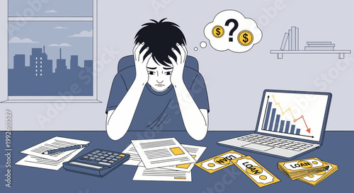 Businessman worried about financial problems.