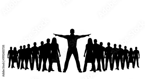 A confident leader standing out from the crowd.