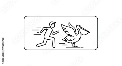 Man Running Away From Aggressive Pelican Icon