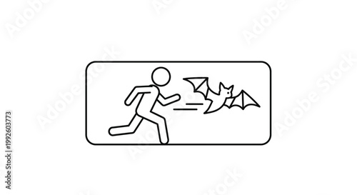 Man Running Away from Bat Icon