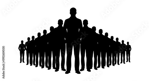 Silhouette of a group of people standing together.