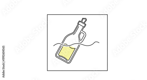 Floating Message in a Bottle with Yellow Liquid on Water