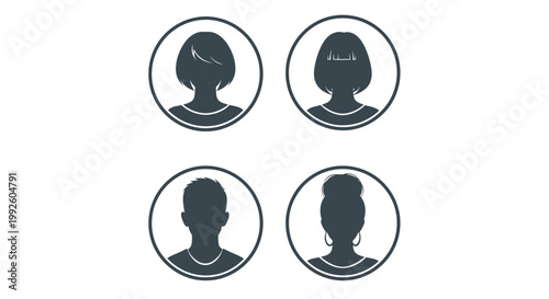 Four Silhouettes Portrayed as Individual People in Circular Avatars.