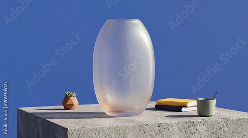Modern Glass Vase on Concrete Table with Minimalist Decor