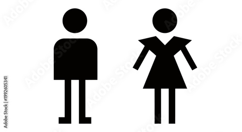 Two Human Figures Icon Representing People in a Pair for Shared Signage.