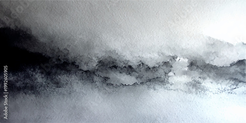 A dark and abstract motion of white water flowing into a misty blue ocean where clouds and smoke blend under a stormy night sky texture