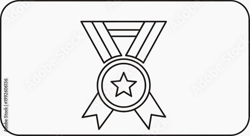 An award medal icon with a star is presented on a ribbon in a graphic design.