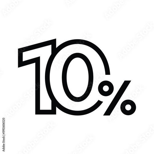 10 percent discount number in linear outline style