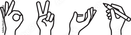 Hands Making Gestures with Pen on White Background