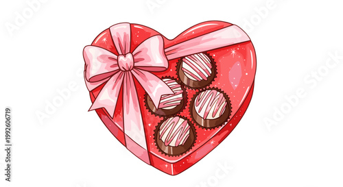 Heart shaped box of assorted chocolates tied with a satin ribbon perfect for valentine's day or romantic gifting