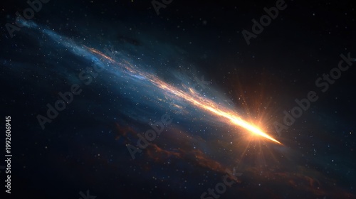 Cosmic stream of light across dark space abstract celestial illustration