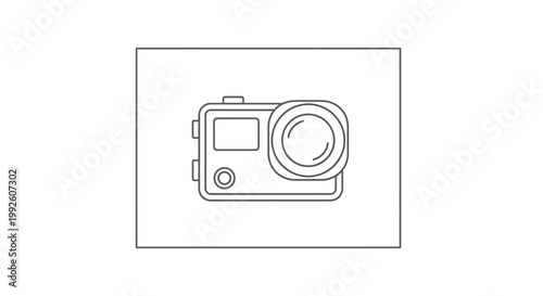 Action Camera Icon, Outline Style, Isolated on White Background