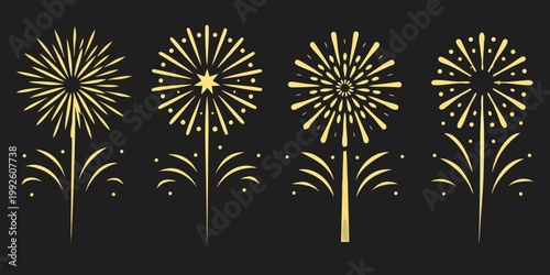 Golden fireworks display on a dark background elegant and celebratory