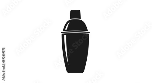 Black cocktail shaker silhouette on white background, bar tool icon