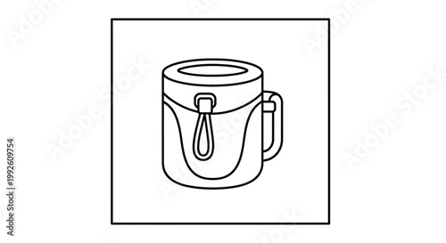 Simple Line Drawing of a Camping Mug with Lid and Handle
