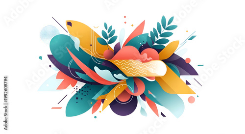 Vibrant abstract floral colorful illustration design.