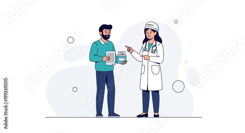 Doctor gives prescription to patient, medical consultation, healthcare concept