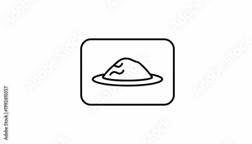 Pile of powder or flour in a round dish, simple line art icon