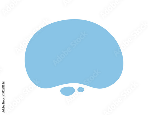 Blue amorphous organic flat shape forms the main subject with a soft and fluid abstract blob set. Solid color background creates a modern set as simple visual element.