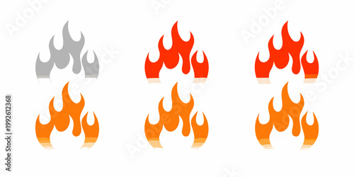 Stylized flames depicting stages of fire from embers to intense heat