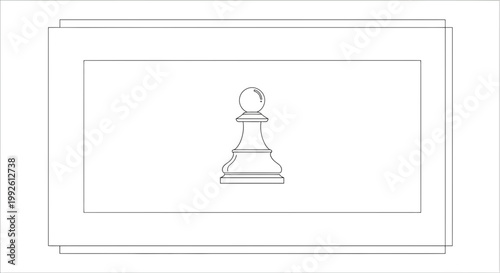 Minimalist Chess Pawn Outline Icon on White Background - Strategy Concept